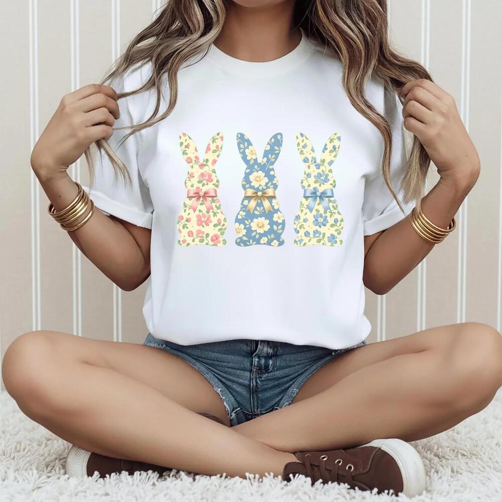 Christian Easter Bunny Shirt Floral Bunny Tee